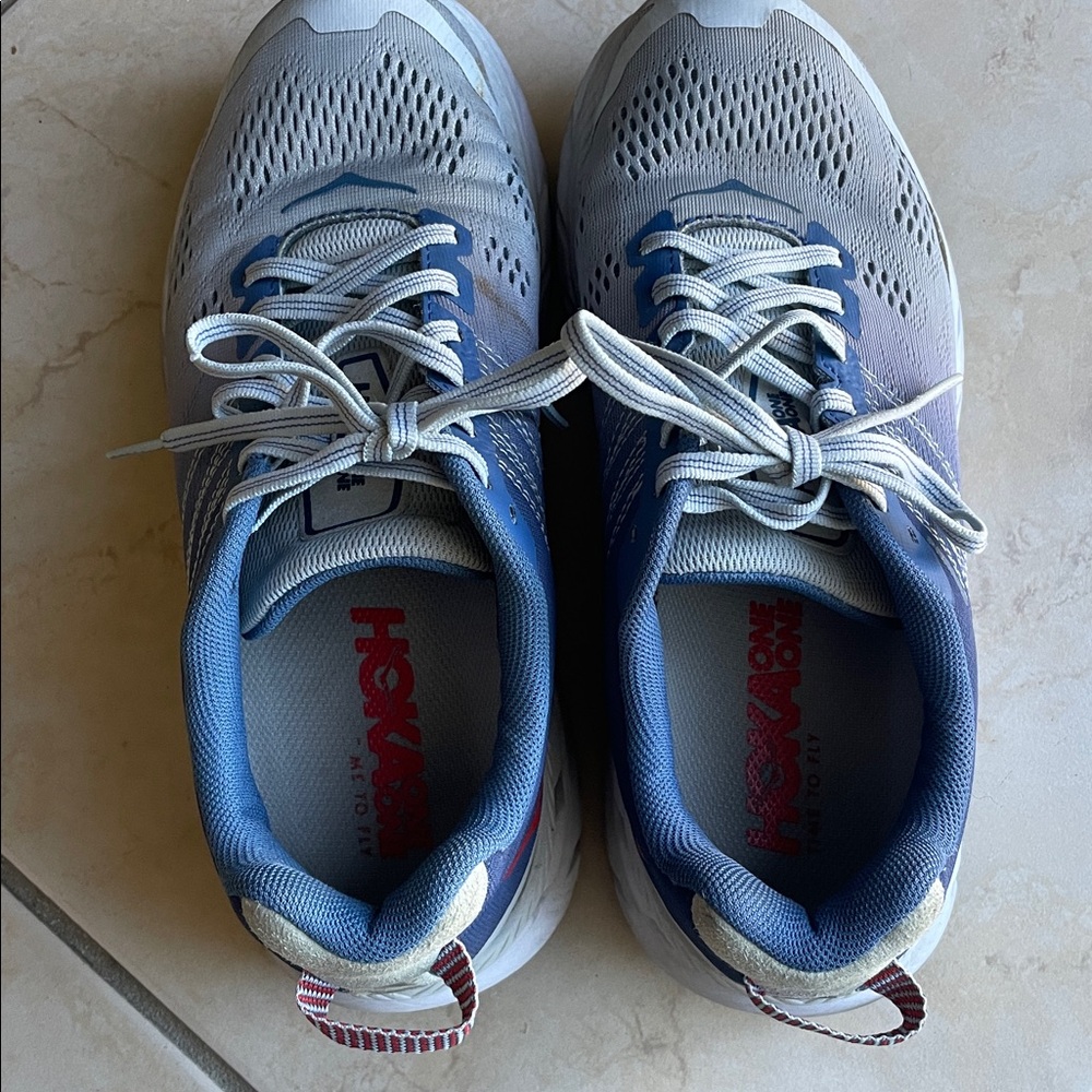 Hoka One One Blue and White Athletic Shoes - Picture 5 of 7